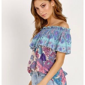 Spell and the Gypsy Siren Song Off The Shoulder Top in Mermaid